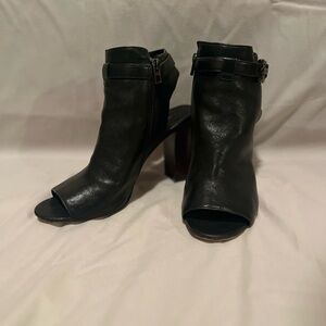 Coach Black Peep-Toe Chunky Heels